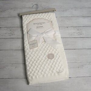 Bonbini Baby Crib Blanket 38 x 28 in Knitted Off White Super Soft